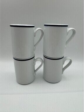 Dansk Bistro CHRISTIANSHAVN Blue Stripe Set 4 Coffee Mugs Portugal